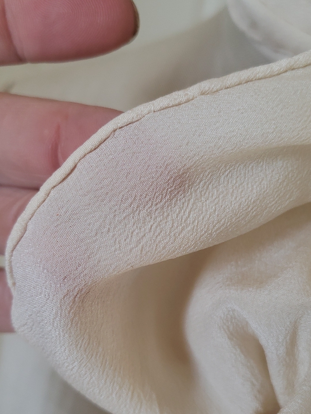 VINTAGE Silk Scarf Bundle of Two | Blush Pink Peach Shantung + Ivory Crepe Silk - Picture 7 of 7